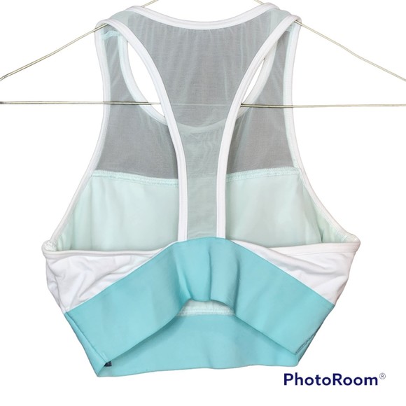 Aerie White & Turquoise Woman’s Racerback Unlined Sportsbra Size Small - Picture 7 of 7